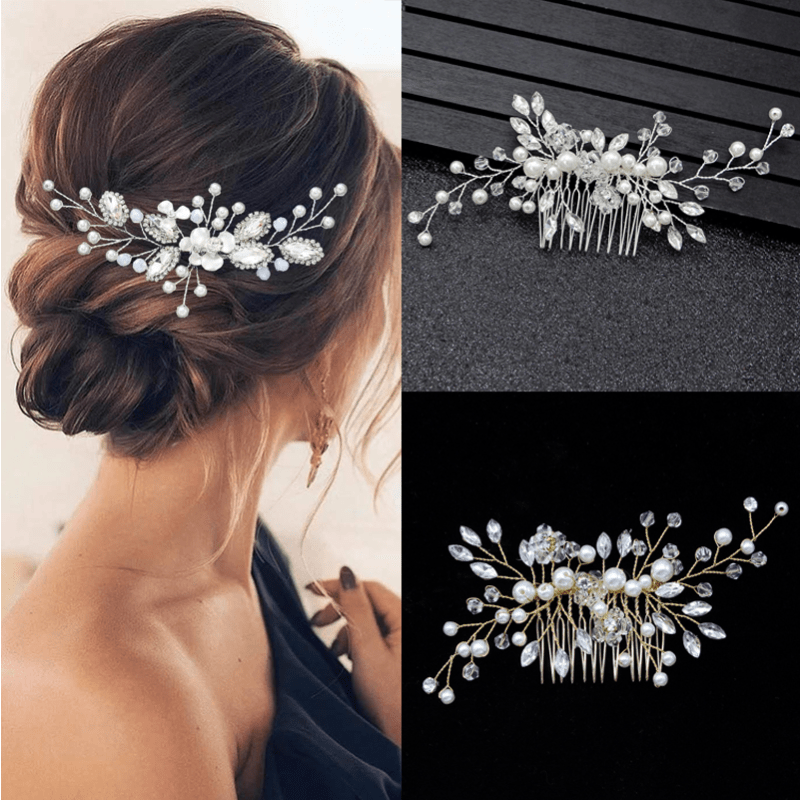 

Elegant Silvery Faux Pearl Rhinestone Wedding Hair Combs - Perfect Bridal Hair Accessories And Jewelry Headpiece
