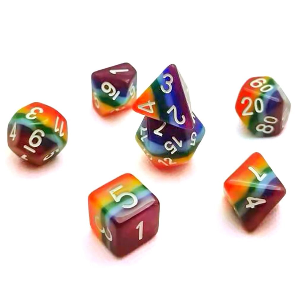 

7pcs/set Polyhedral Rainbow Dice Set, Game Dice For Family Gathering, Dice For Board Card Game
