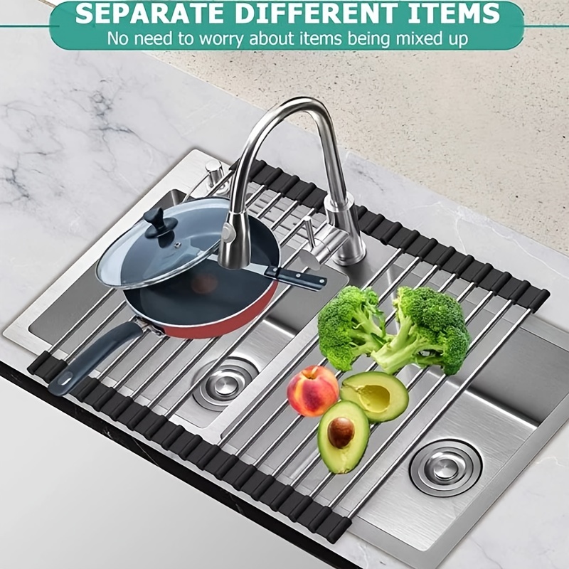 Roll Up Dish Drying Rack Soft Silicone Heat Resistant Sturdy Durable Roll  Up Design Over Sink Dish Rack For Restaurant For Kitchen For Cooking - Temu