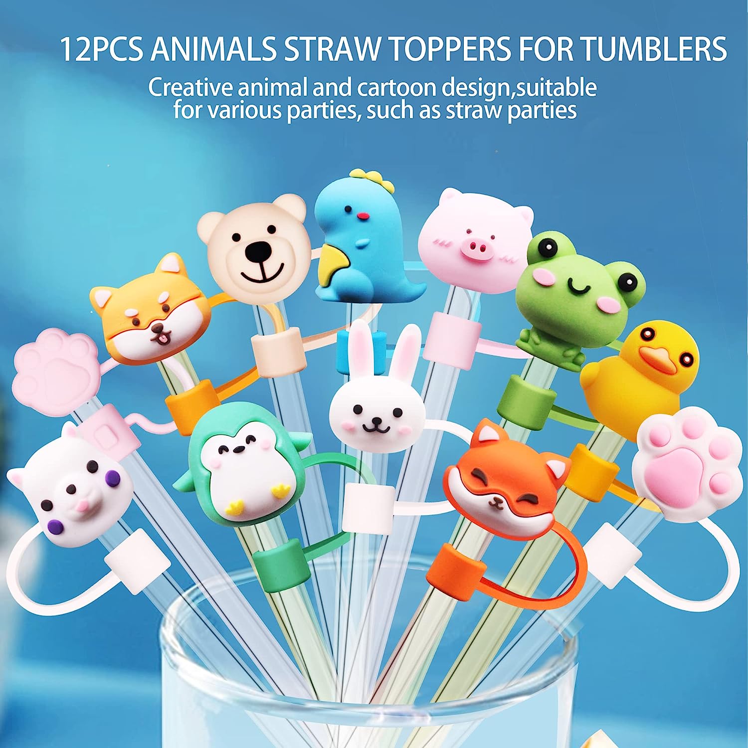 Straw Tips Cover Reusable Straw Toppers cartoon Christmas - Temu