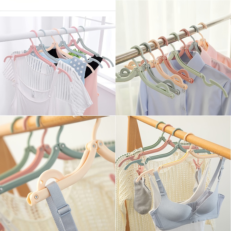 8pcs Foldable Travel Hangers Colorful Portable Clothes Drying Rack