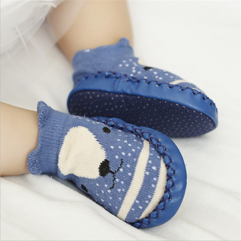 Chaussures chaussettes à semelle en caoutchouc souple pour bébé