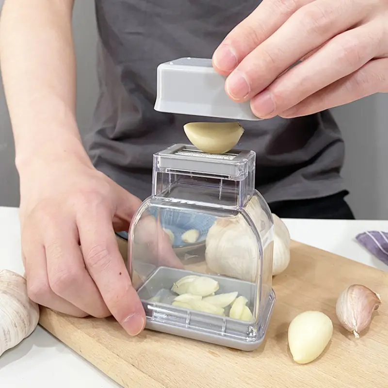 Manual Garlic Slicer, Mini Garlic Press Peeler With Stainless