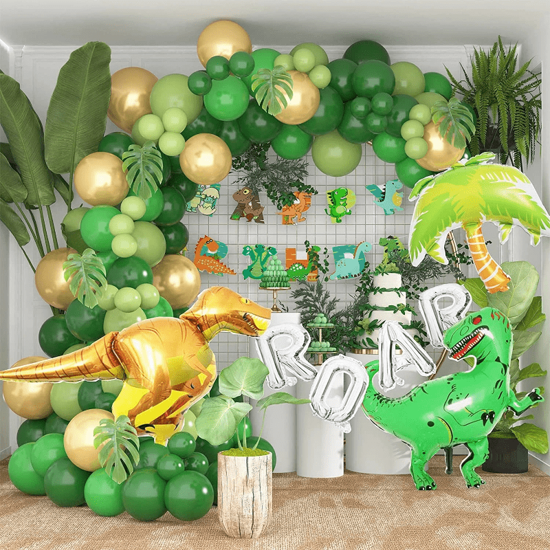 3 en globo tema dinosaurios 🦖  Decoracion de dinosaurios fiestas,  Decoración con globos cumpleaños, Decoraciones de globos para fiesta