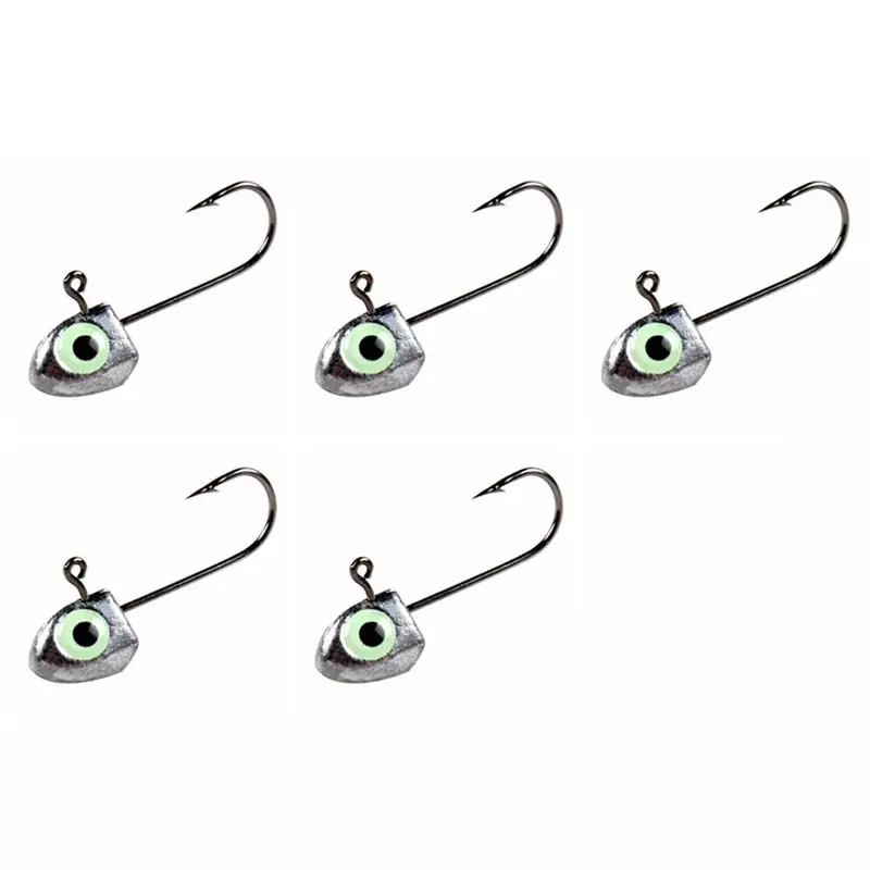 5pcs Big Eyes 3D Eye Fishing Hooks Luminous Jig Head Hook Soft Lure Jig  Head Fishing Hooks For Fishing Tackle