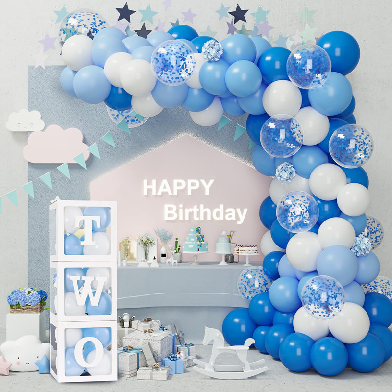 Guirnalda con globos para cumpleaños niño 2 años