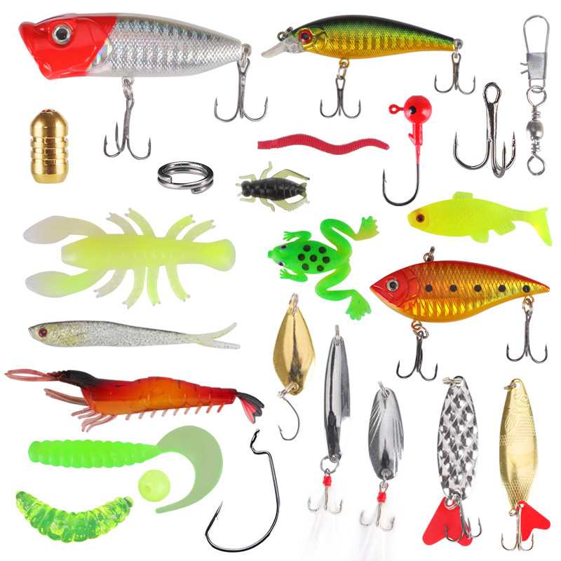 78pcs Fishing Lures Kit Set, Including Spoon Lures Soft Plastic Worms  Crankbait Jigs Fishing Hooks VIB Metal Sequins Topwater Lures, Suitable For  Bass