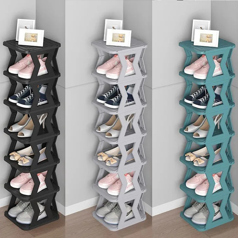 Baffect Organisateur de porte-chaussures à 4 niveaux,Bricolage gratuit  combinaison en plastique étagère à chaussures organisateur de rangement de  chaussures pour 8 paires de chaussures 48,5*26*43 cm : : Cuisine  et Maison