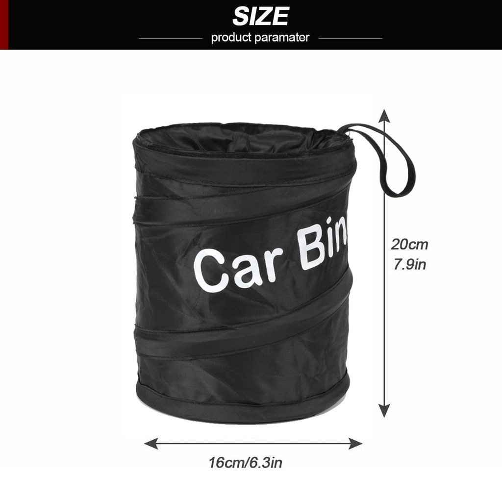 1pc Black Car Trash Can Pack Bag Waterproof Car Trash Bag For