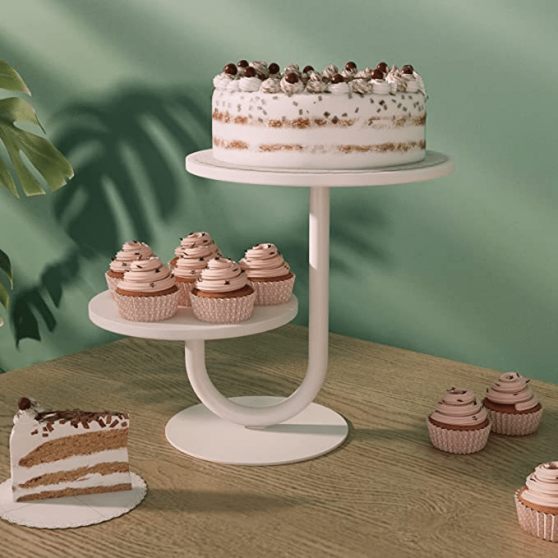 Juego de soportes para tartas para decoración de mesa de postre, color  blanco