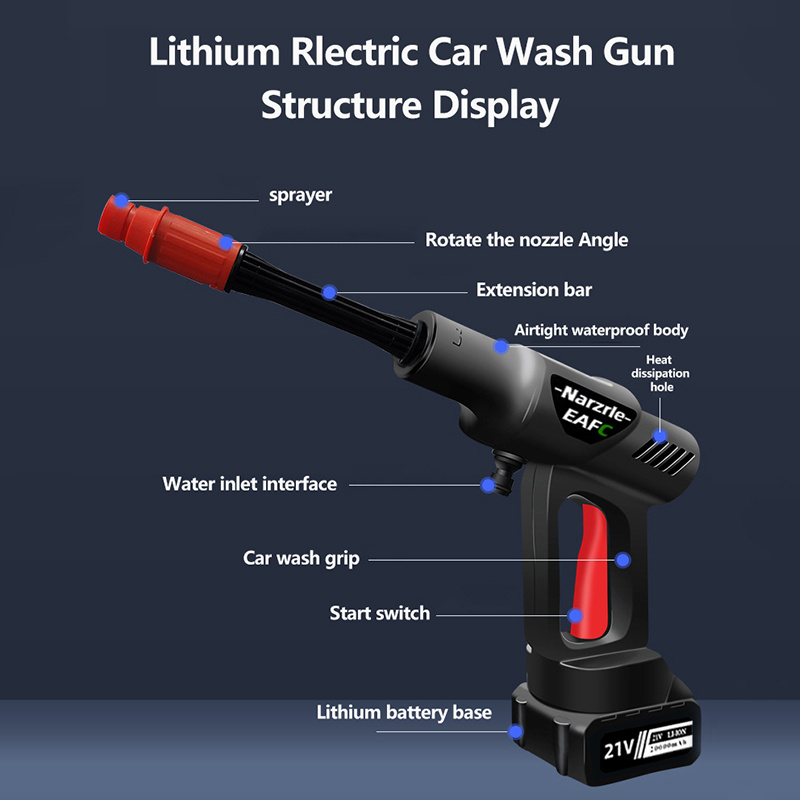 EAFC 770 Motor Car Washer Wireless Electric Car Washer 100Bar High Pressure  Water Gun with 30000mAh Rechargeable Battery