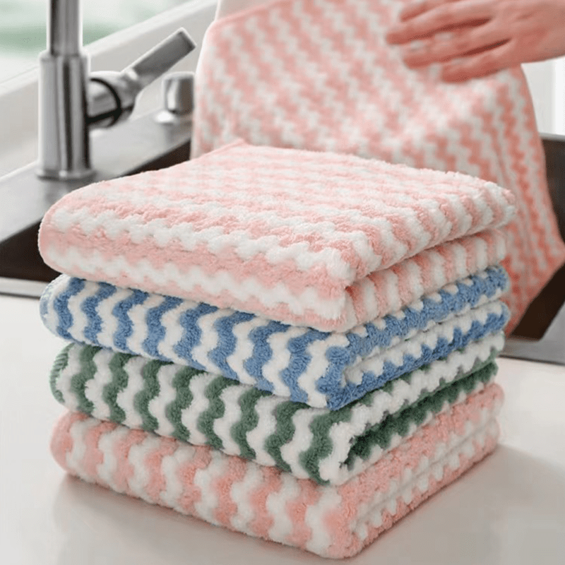 5pcs Wash Towel Square No Fading Square Dish Rag Quick Drying