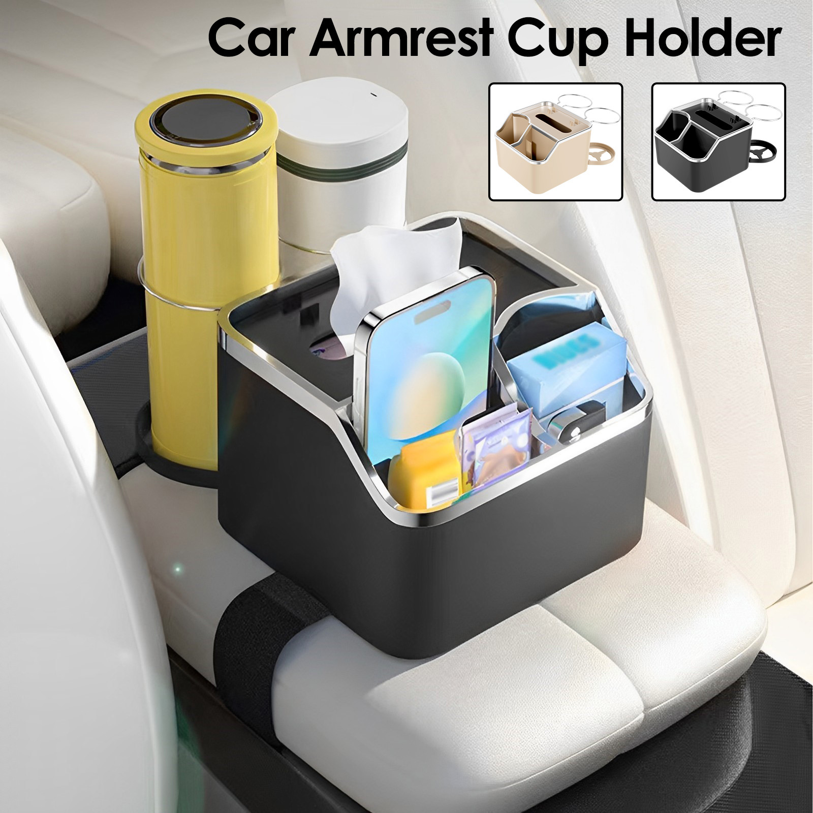 Car Armrest Tissue Storage Box Coffee Cup Holder - PGPYEY045 - IdeaStage  Promotional Products