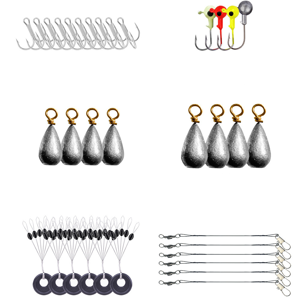 263pcs Fishing Accessories Kit With Jig Hook Bullet Bass Sinker