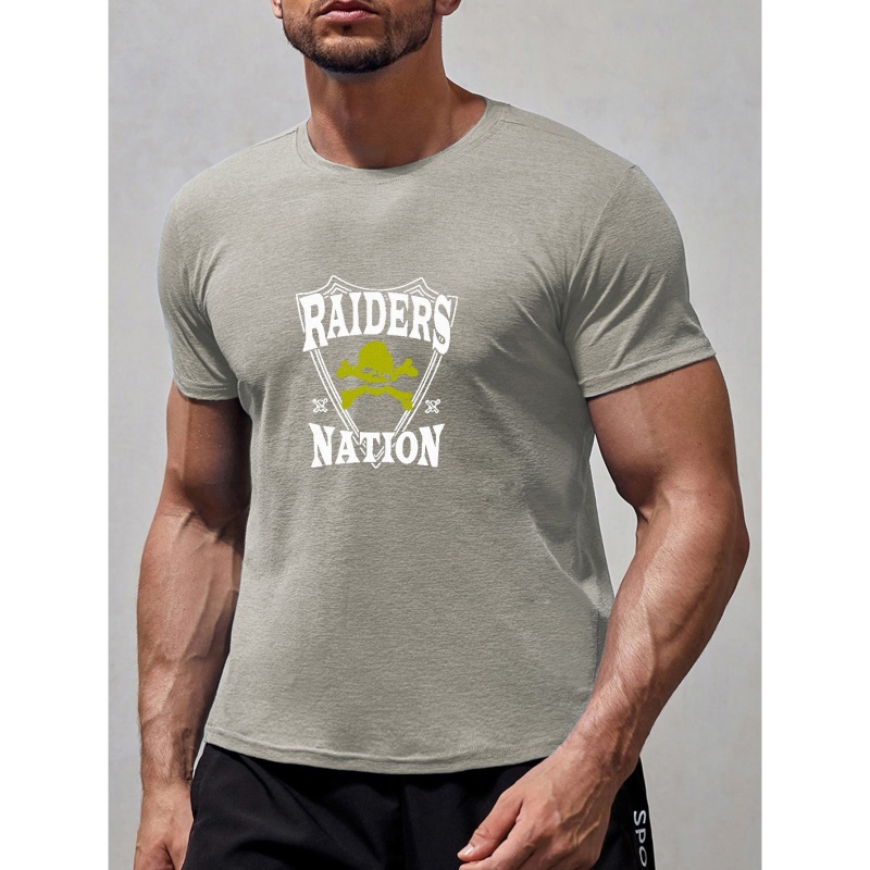 Mens Raiders Nation Skull Graphic Print T Shirt Summer Fashion Short Sleeve  Tees Oversized Top Plus Size - Men's Big & Tall - Temu United Arab Emirates