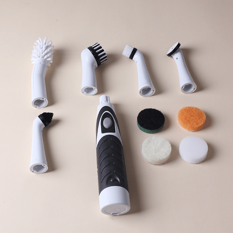 1set, 5 In 1 Electric Spin Scrubber, Portable Power Electric Shoes Scrub Brush With 5 Brush Heads And 3 Sponge Heads, Handheld Kitchen Scrubber, Multi