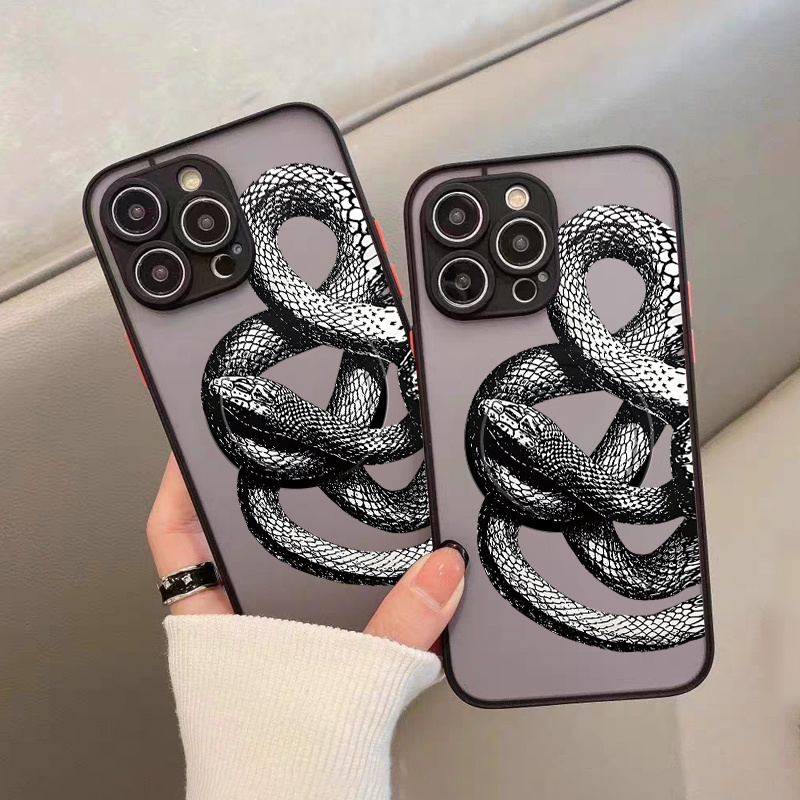 For Magnetic Wireless Charging Green Snake Pattern Luxury Phone Case For  Iphone 11 14 13 12 Pro Max Xr Xs 7 8 Plus Black Anti Slip Anti Fingerprint  Fall Car Shockproof Compatible