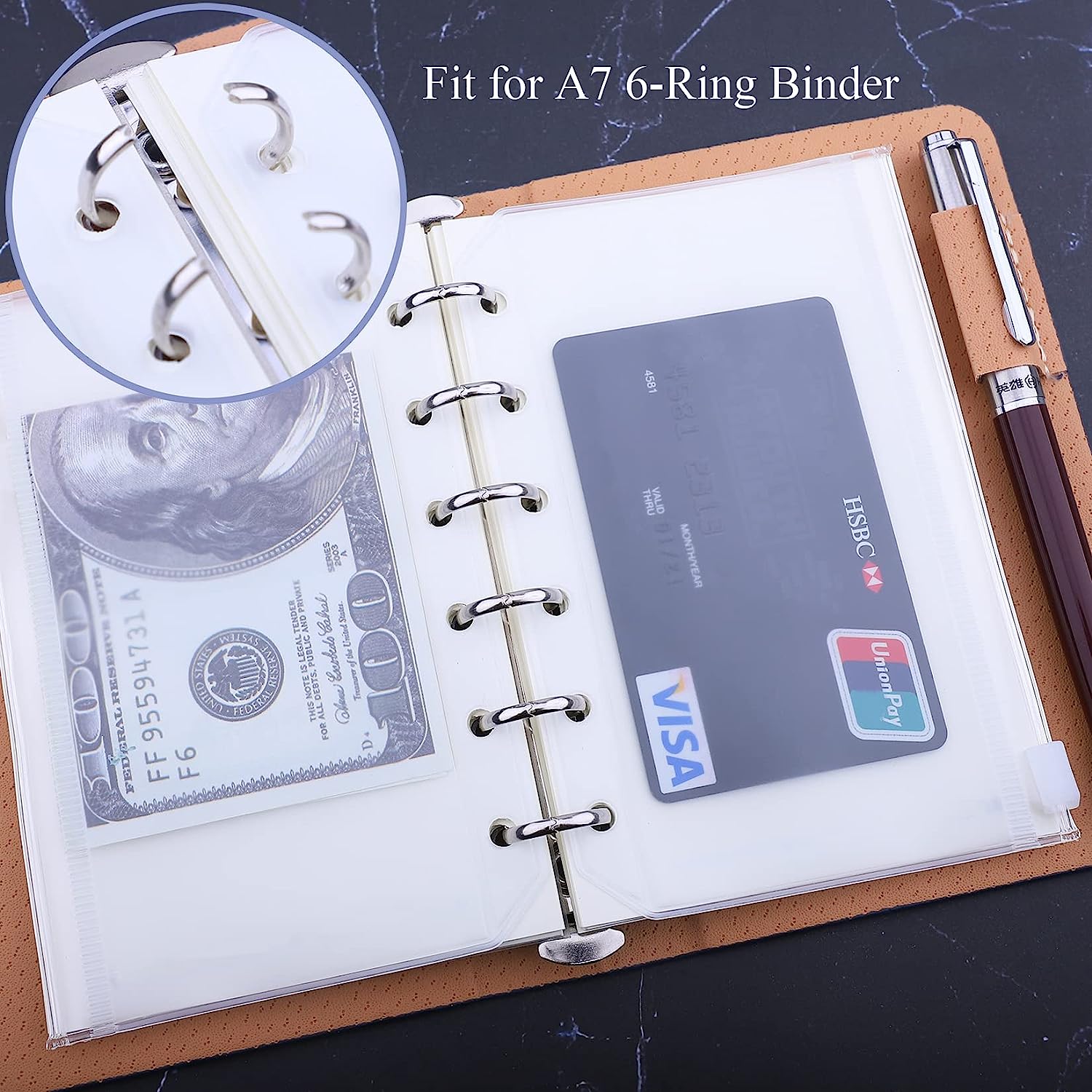 A6 Size Binder Pockets 6 Holes Budget Cash Envelopes - Temu
