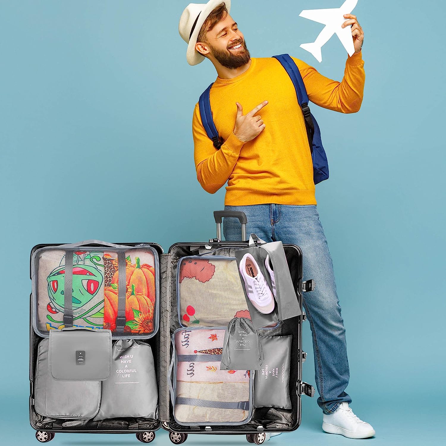 7 bolsas de equipaje y ropa organizador maletas de viaje