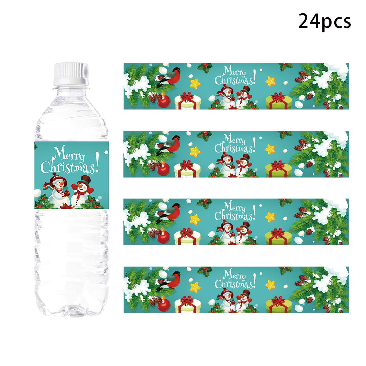 24pcs Christmas Themed Bottle Labels Stickers For Party Water Bottle  Wrapping