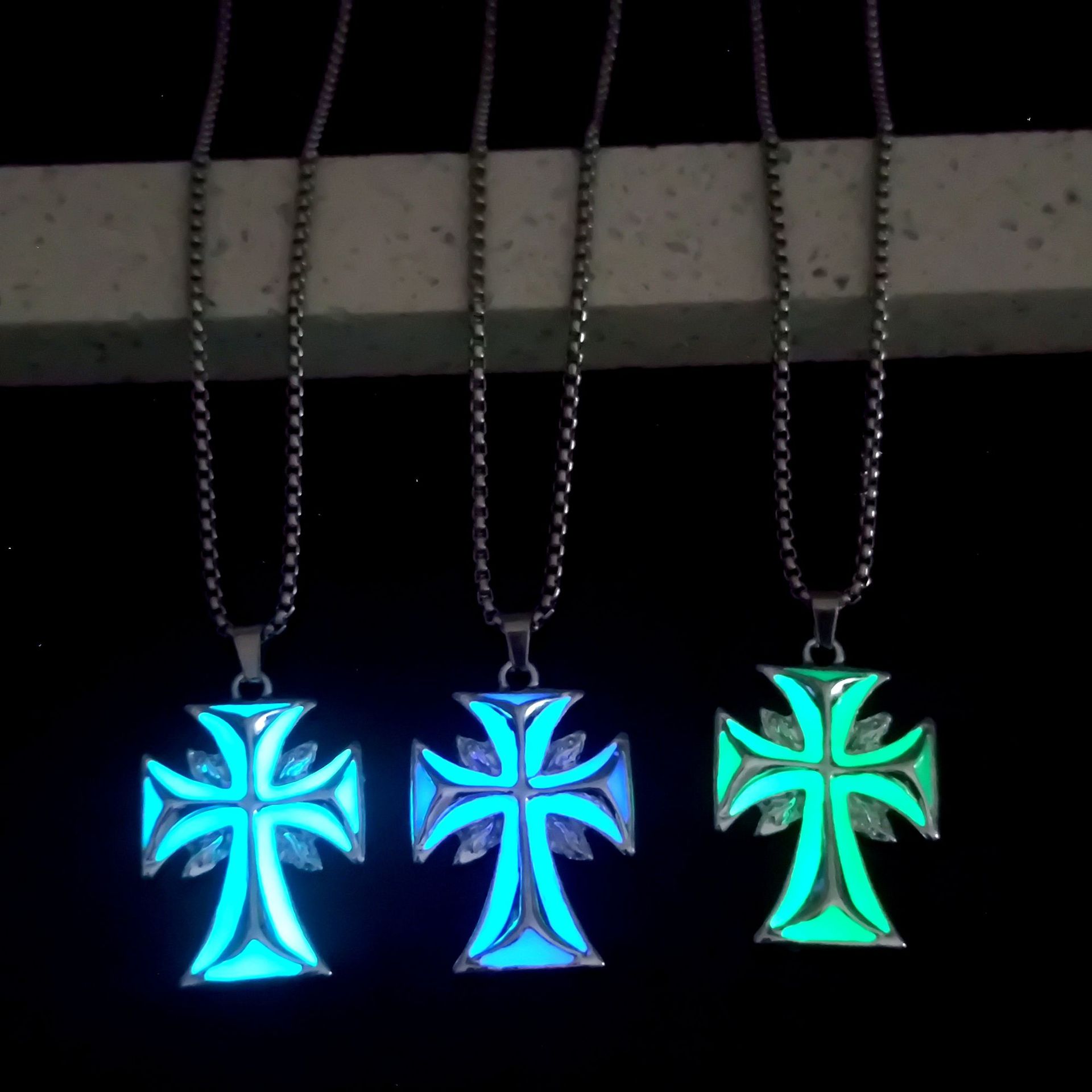 Luminous Necklace Cross Pendant Punk Jewelry Glow in the Dark Accessory -  Walmart.com