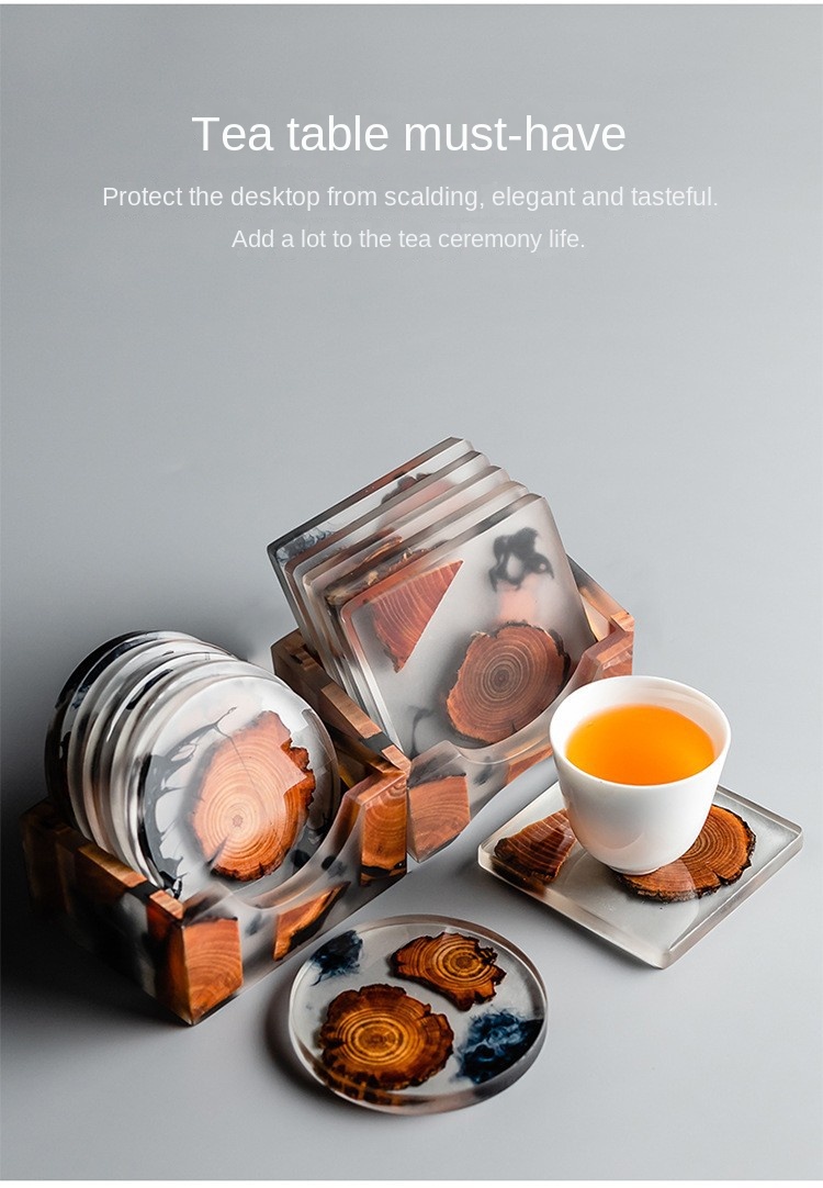 Wooden Tea Coaster Resin Heat Insulation Pad Simple - Temu