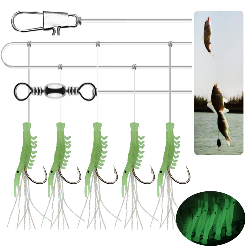 1pcs Luminous Shrimp String Hook, Fluorescent Bionic Soft Shrimp Luminous  Fishhook, Bionic Shrimp String Hook