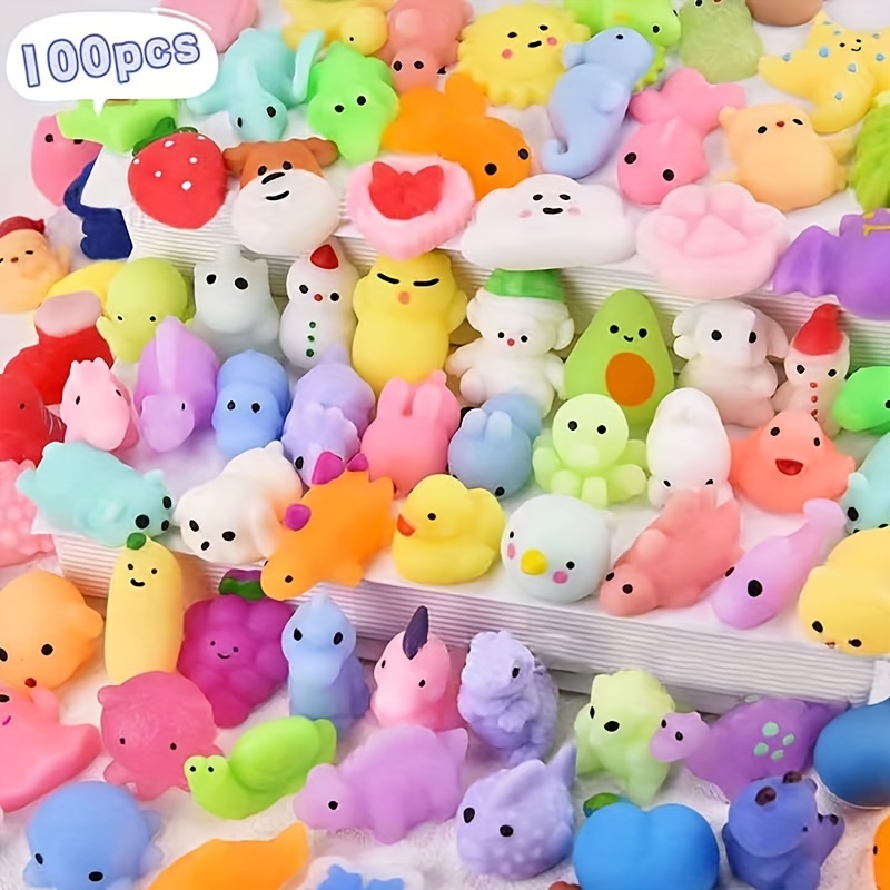 100pcs Kawaii Mochi Squishy Toys - Perfect Christmas Party Favors,  Classroom Prizes & Birthday Gifts!