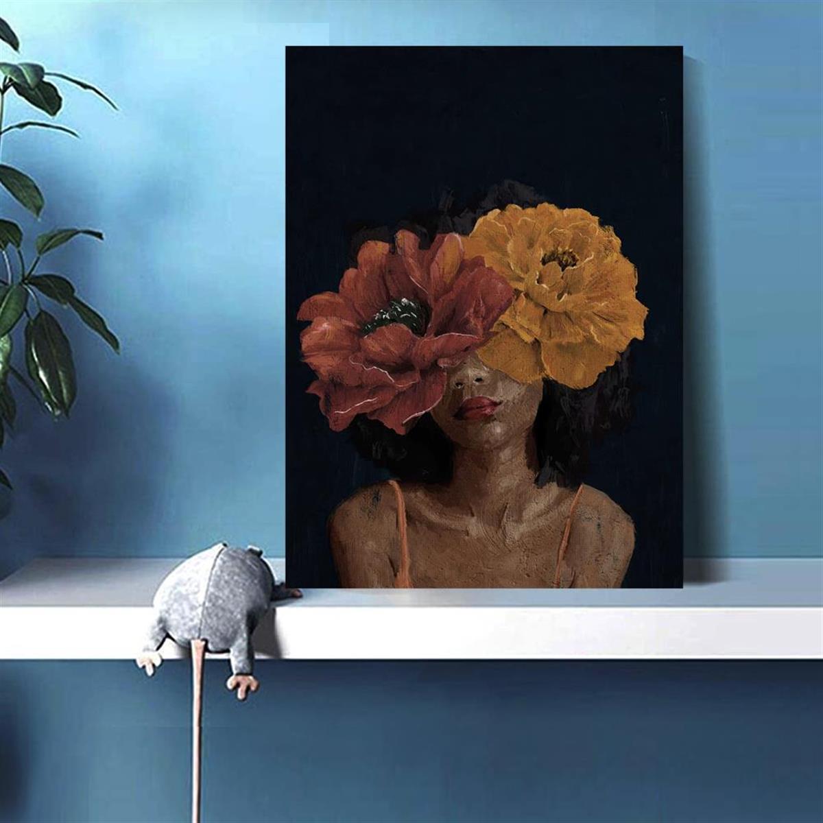 Flower Head Woman Art Print  Woman With Plants on Head Poster