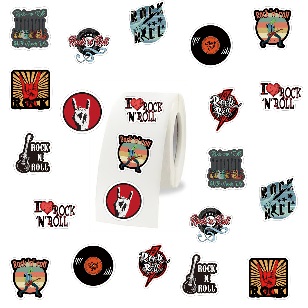 500pcs Rock And Roll Stickers, Music Decals Rolls Self Adhesive Seals For  Scrapbooking Cards Envelopes Handmade, Gifts For Teens Adults For Party Deco