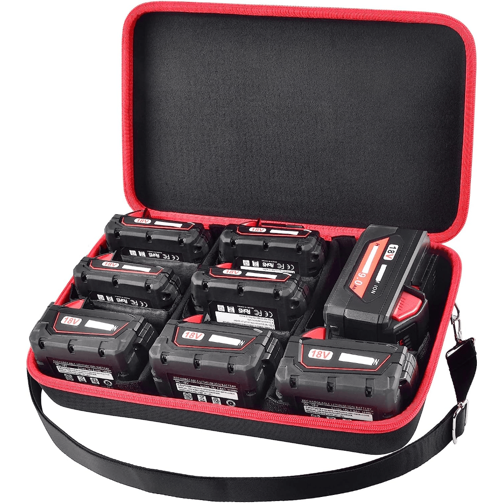 Extra Large Battery Holder Storage Case For Milwaukee M18/ M12 Lithium-Ion,  Batteries Charger Organizer Carrying Box Holds 18V 12V 2.0/3.0/4.0/6.5/5.0
