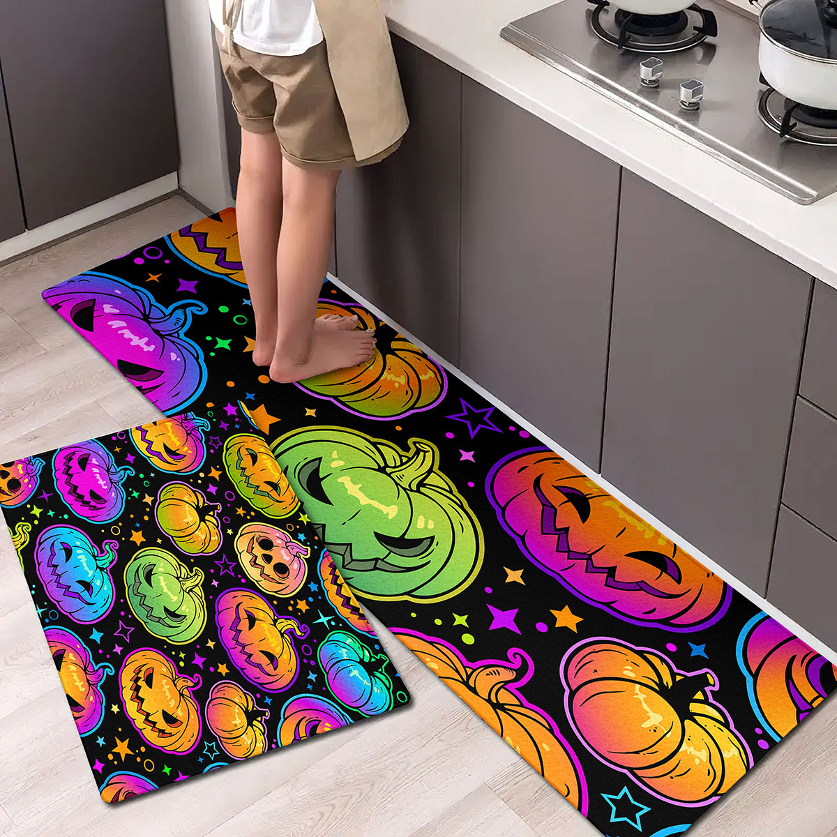 The Holiday Aisle® Irey Ghost Party-Halloween Kitchen Rug Mat Set Non Slip  Decorative Soft Floor Mat
