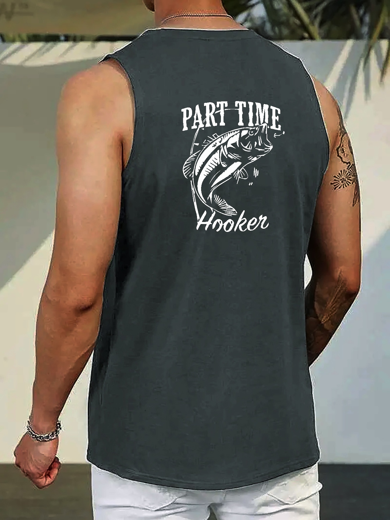 Men's part Time Hooker Fish Graphic Print T shirt Summer - Temu