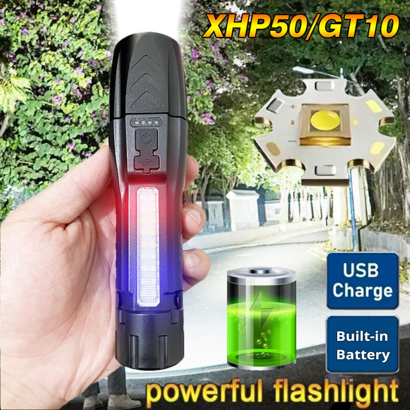 1pc LED XHP50 Lampe De Poche Rechargeable Torche Portable - Temu Belgium