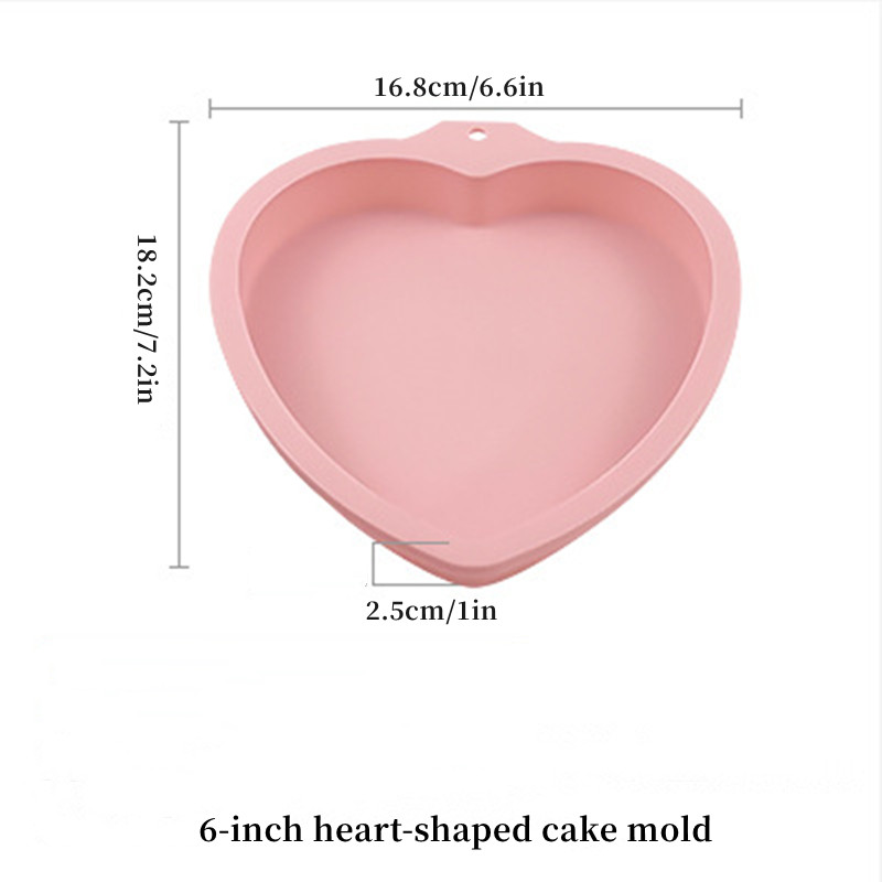Silicone Cake Mold, 6 inch Heart Shaped Baking Pan Silicone Heart