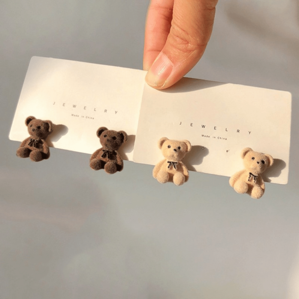 Plush Teddy Bear Girl's Earrings Bunny Gift