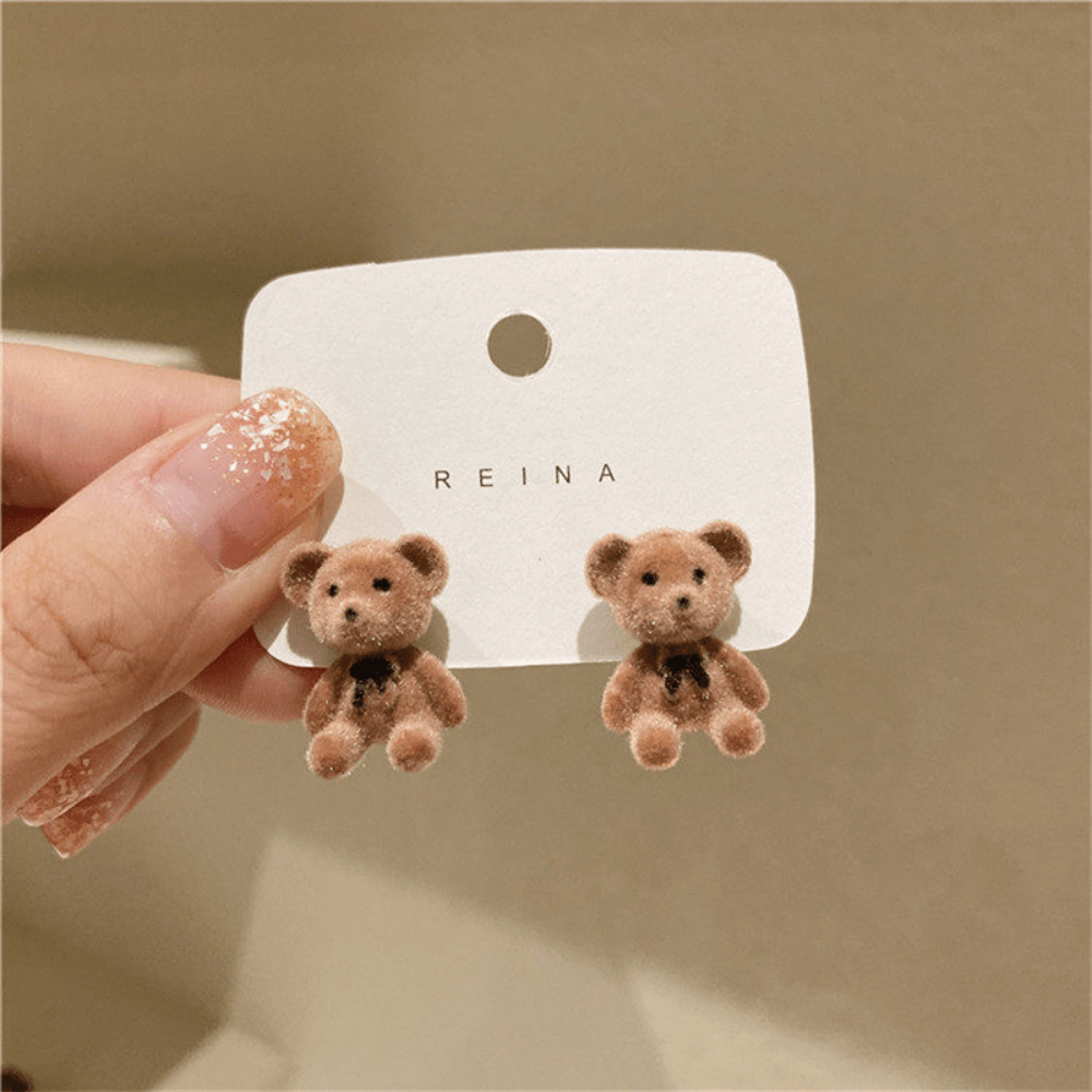 Plush Teddy Bear Girl's Earrings Bunny Gift