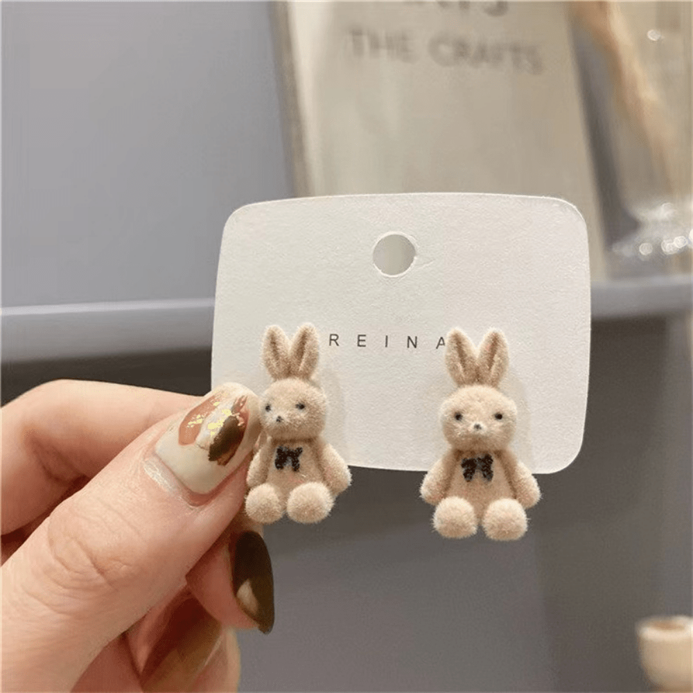 Plush Teddy Bear Girl's Earrings Bunny Gift