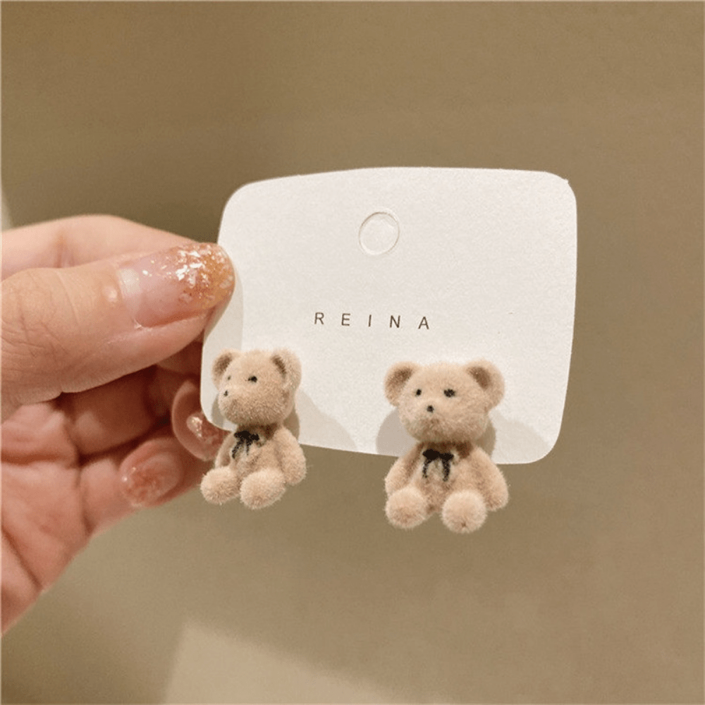 Plush Teddy Bear Girl's Earrings Bunny Gift