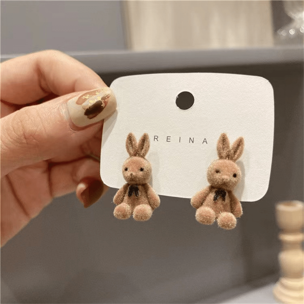 Plush Teddy Bear Girl's Earrings Bunny Gift