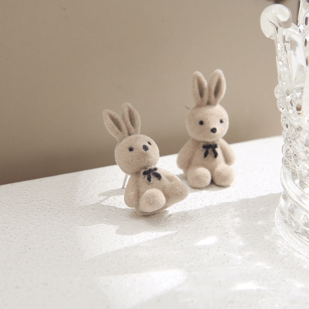 Plush Teddy Bear Girl's Earrings Bunny Gift