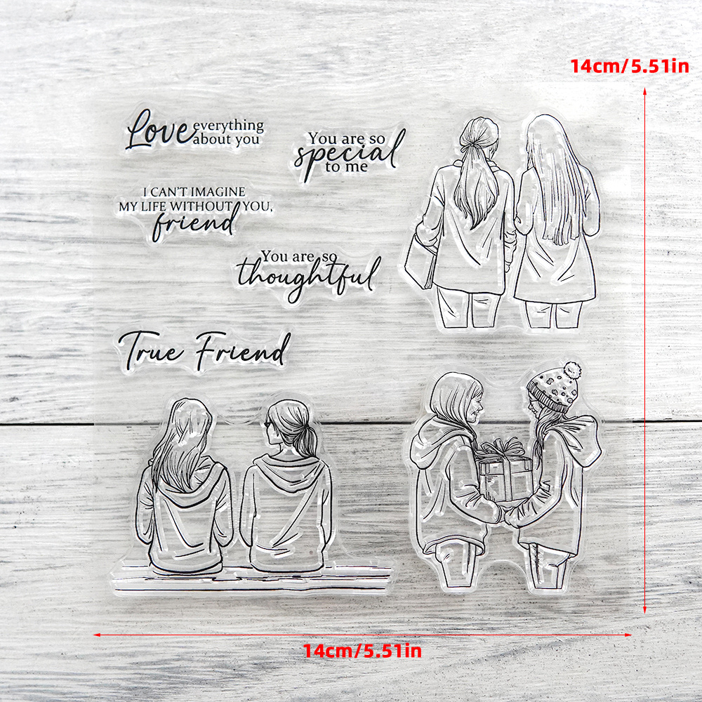 Girlfriends Dies and Stamp Sets for Card Making DIY Scrapbooking Friends  Forever Good Times Good Friends Words Transparent Silicone Seal Stamping