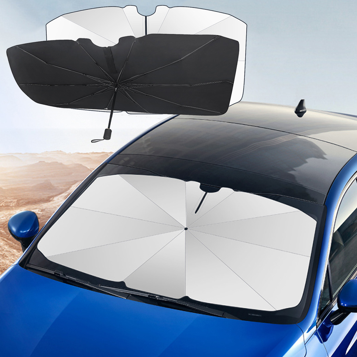 Car Windshield Sun Shade Foldable Umbrella Sunshade/cover - Temu