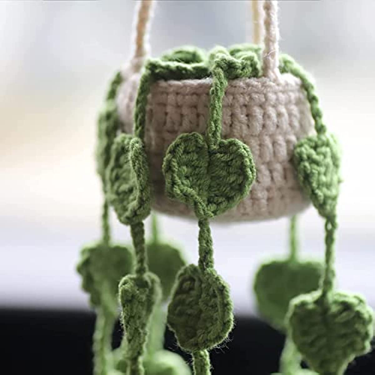 Cute Crochet Plant Car Mirror Hanging Accessories Boho - Temu Australia