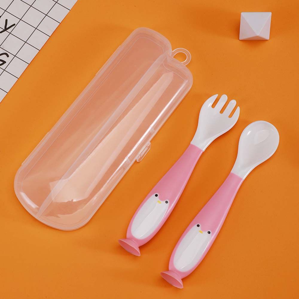 Silicone Baby Spoon Fork Utensils Set Eat Training Auxiliary Food Toddler  Bendab