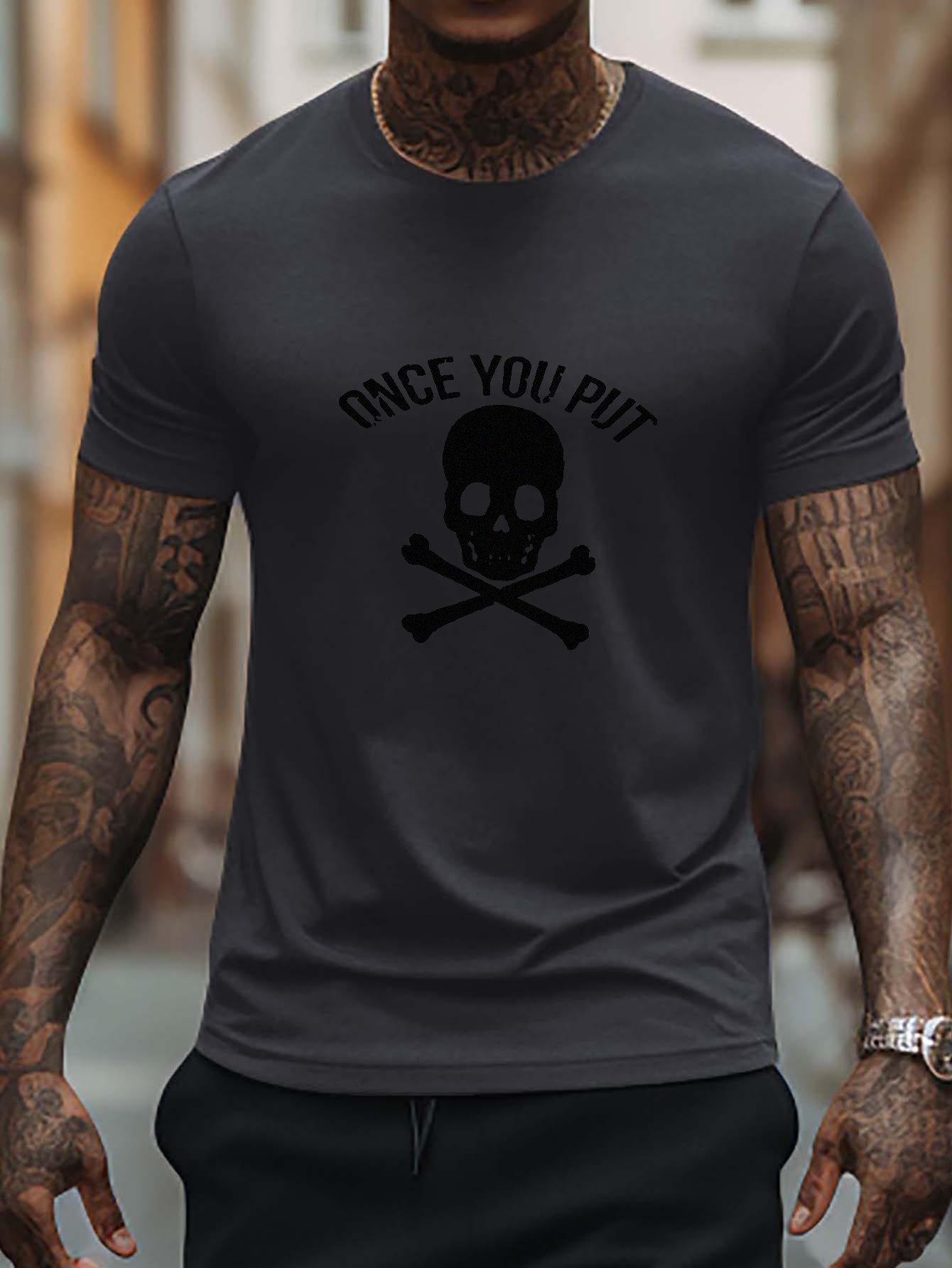 T-Shirt avec Tête de Mort Homme