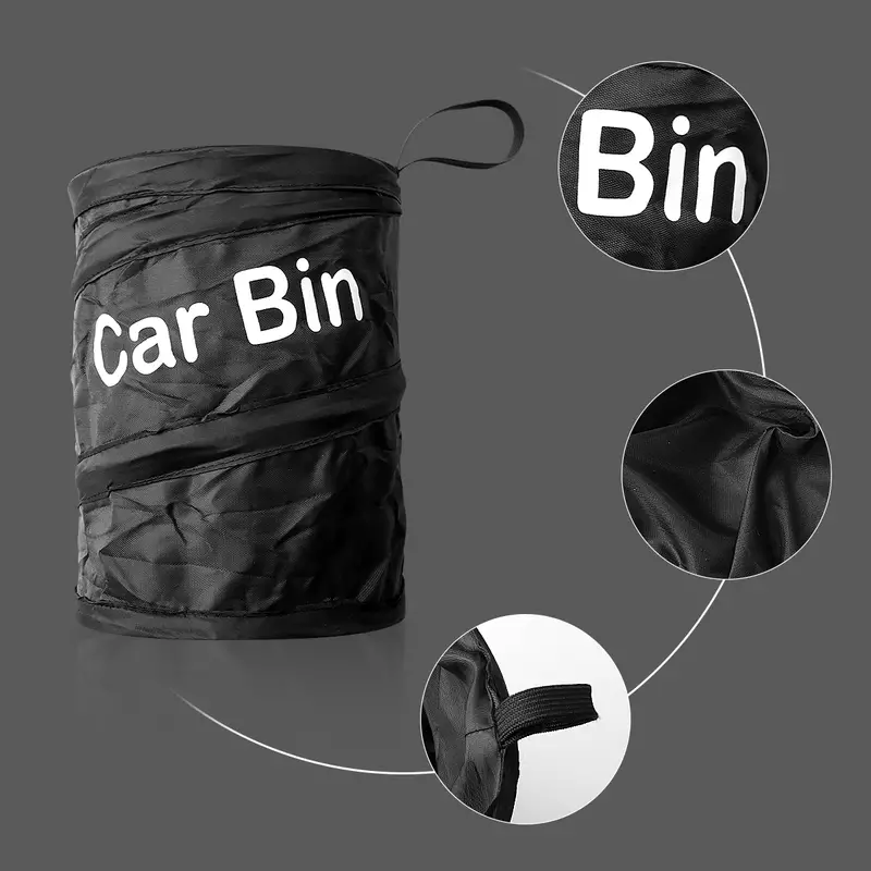 Auto-Mülleimer, tragbarer Müll, schwarzer, zusammenklappbarer