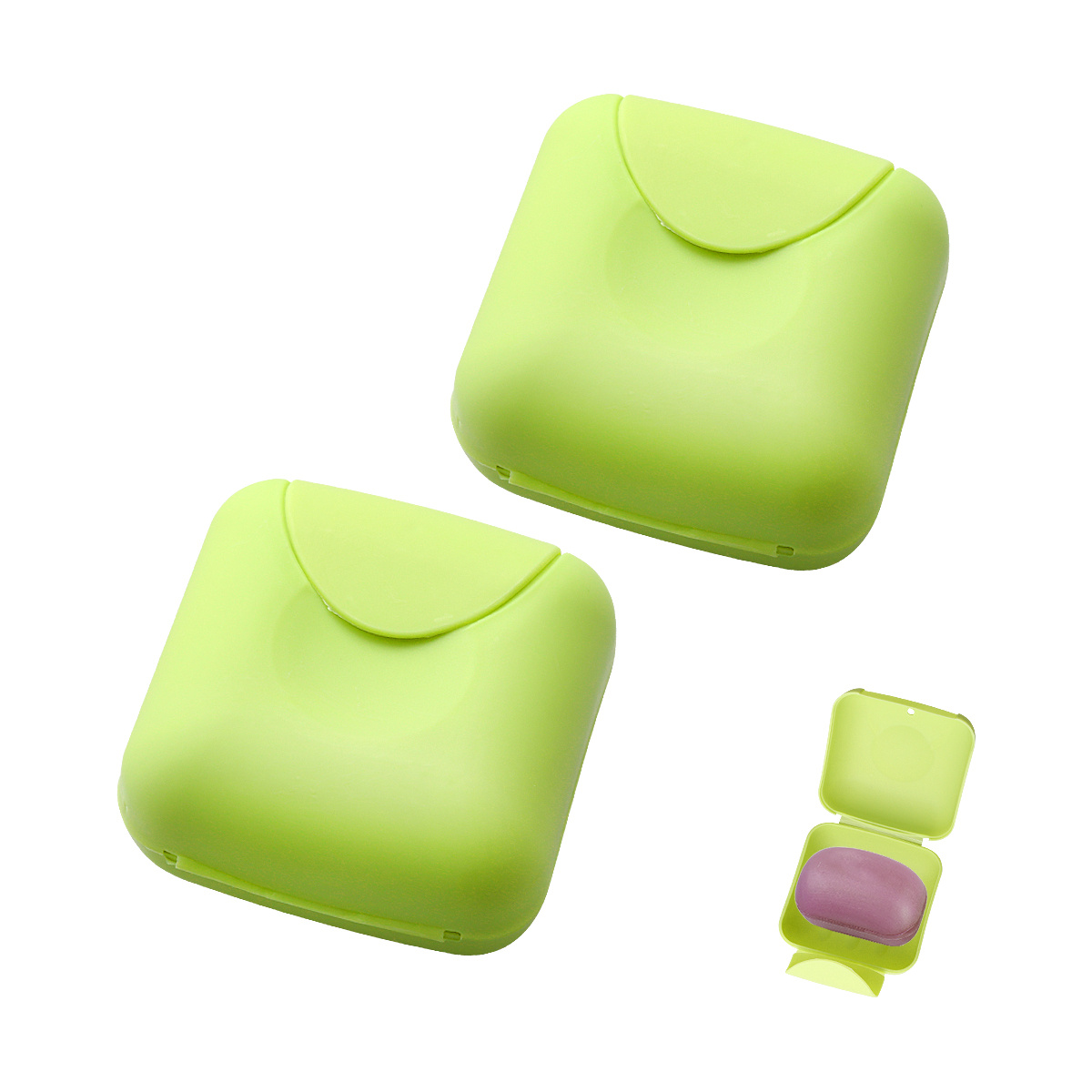 2 piezas de jabón de viaje con tapa jabonera portátil para viaje, jabonera,  caja de jabón de viaje para el hogar, viajes, campamento, gimnasio, verde