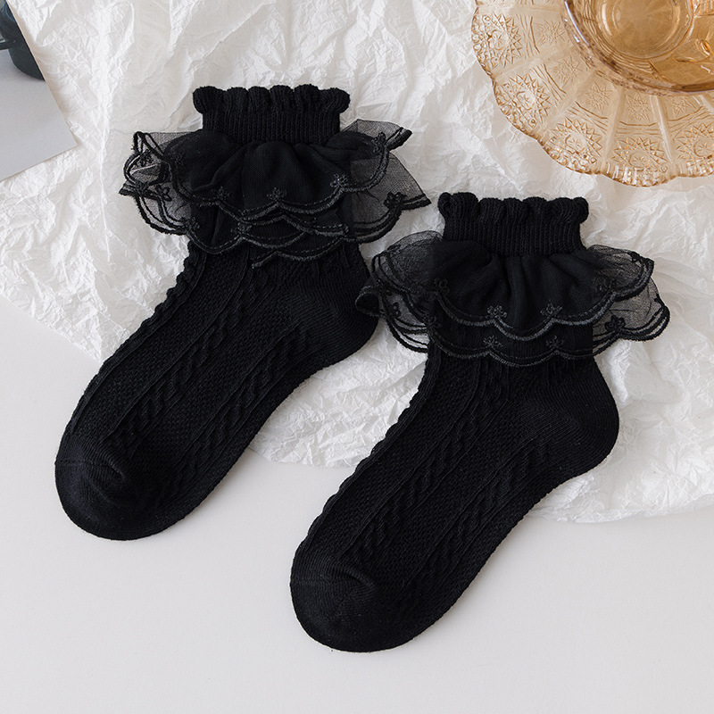 Girls Lace Ruffled Princess Socks - Soft Breathable Comfy