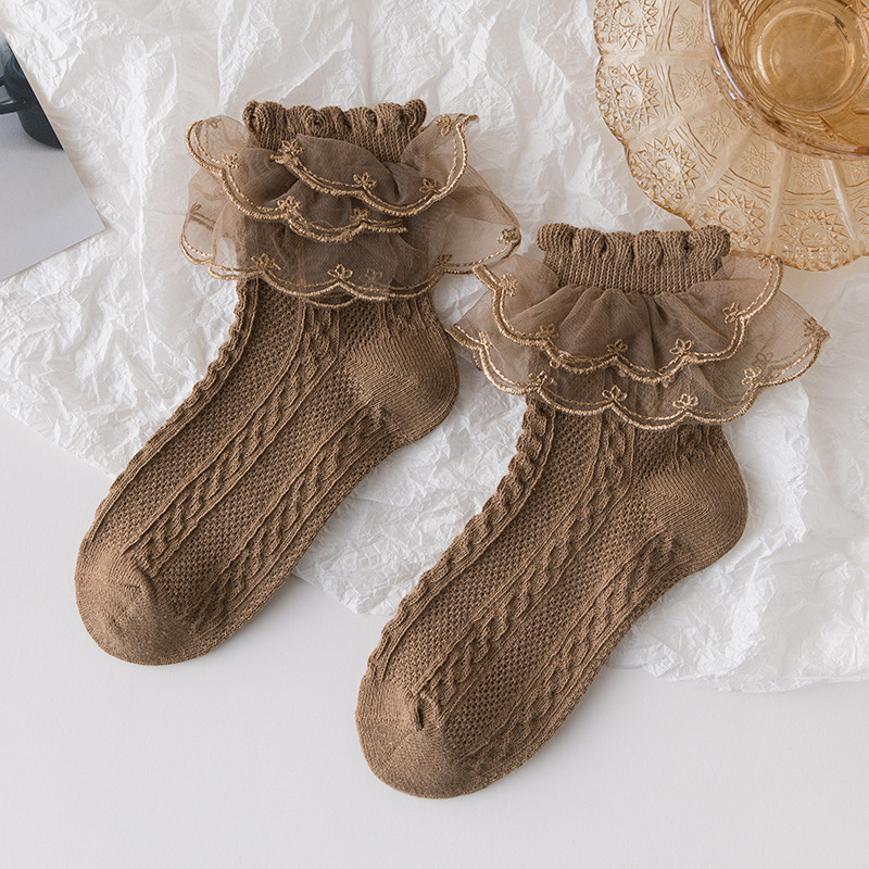 Girls Lace Ruffled Princess Socks - Soft Breathable Comfy